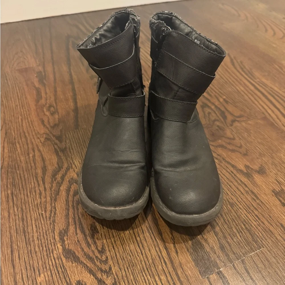 Candie's Black Kids Boots with Double Buckles